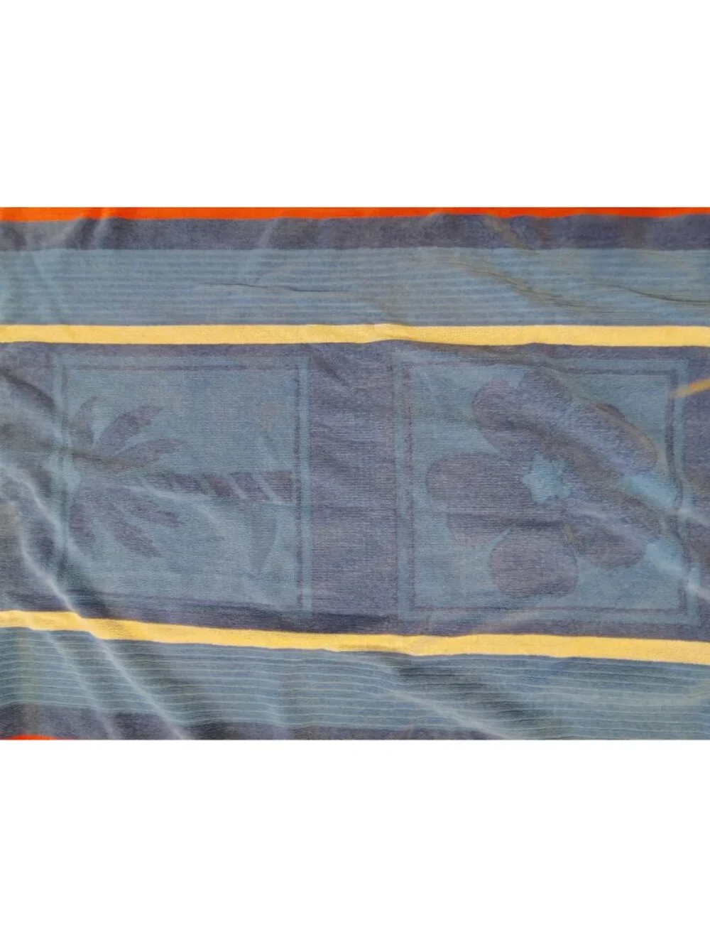 Vintage Egyptian Cotton Beach Bath Towel, Red Blue Palm Tree Sailboat Egypt Sun
